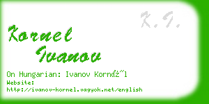 kornel ivanov business card